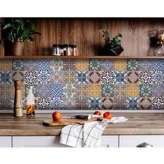 Tiles Homeroots 400382 6 6 Addina Blue Multi Mosaic Peel & Stick Tiles