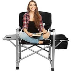 KingCamp Folding Camping Chairs for Adluts Heavy Duty Directors Chair with Cooler Bag and Side Table Support up to 150KG