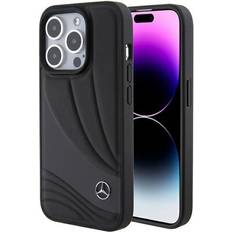 Mercedes-Benz hülle für iphone 15 pro 6.1"schwarz hardcase leder wave patern