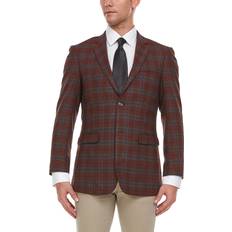 Blazers Adam Baker by Douglas & Grahame Men's 53009 100% Wool Ultra Slim Fit Sport Coat Red Heather Plaid 34S