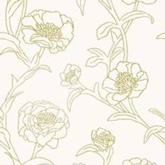 Wallpapers Tempaper Peonies Peel And Stick Gold Leaf