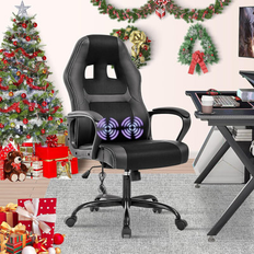 Gaming Chairs Inbox Zero Inbox Zero Adjustable Ergonomic Faux Leather Swiveling PC & Racing Game Chair in Faux Leather in Black, Size 45.7 H x 19.3 W x 18.1 D in s- Black