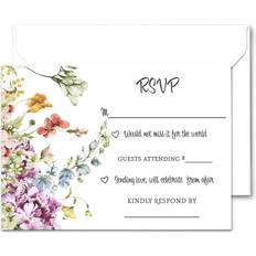 Meadow Flowers Response Cards and Envelopes 25 Pack Wedding Invitation Inserts RSVP Card for Any Occasion – Rustic Floral Event Supplies