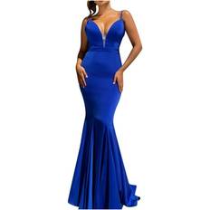 Dresses Penkiiy Penkiiy Wedding Guest Dresses for Women Women Evening Gown Banquet Light Luxury Sexy Temperament Fishtail Skirt Long Style Retractable Suspender Bridesmaid Dress Blue Dresses