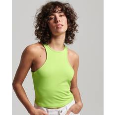 Superdry Dam Linnen Superdry Skjorta väst T-shirt för kvinnor, Bright Lime Green