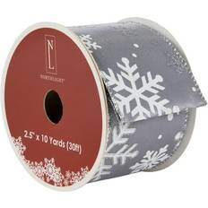 White Gift Wrap Ribbons Northlight Shimmering Snowflakes Wired Craft Christmas Ribbon 2.5" x 10 Yards Grey