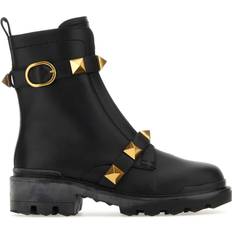 Valentino Garavani Botas Valentino Garavani Black Leather Roman Stud Ankle Boots Black