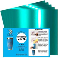 Craftables Teal Metallic Craft Vinyl for Cricut and Silhouette, Cameo Chrome Polish Finish Vinyl 5 12" x 12" sheets