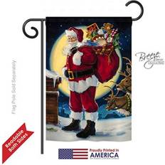 Flags & Accessories Breeze Decor 64131 Christmas Moonlit Santa 2-Sided Impression Garden Flag