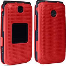 Mobile Phone Accessories Nakedcellphone Case for Alcatel Go Flip V, Nakedcellphone [Red] Protective Snap-On Cover [Grid Texture] for Alcatel Go Flip, MyFlip 4G, QuickFlip, AT&T Cingular Flip 2, A405DL, 4051s, 4044, A405