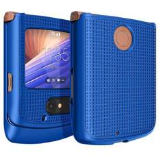 Nakedcellphone Cobalt Blue Grid Case Hard Shell Cover for Motorola RAZR 5G Flip Phone (2020)