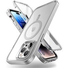 Supcase Unicorn Beetle Edge Mag for iPhone 14 Pro Max 6.7" Compatible with MagSafe Slim Frame Clear Protective with Built-in Screen Protector Silver