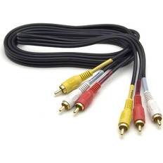 3 RCA to 3 RCA Plug - Gold Plated 3 Metre