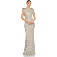 Evening Gowns - Fabric Dresses Mac Duggal Embellished Crystal Cap Sleeve Column Gown