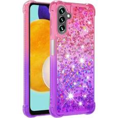 Skalo Samsung A34 5G Kvicksand Glitter Hjerter TPU Cover Pink-Lilla