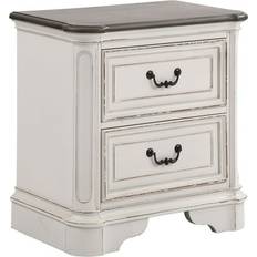 Round - Wood Bedside Tables Roundhill Furniture Laval Antique 2-Drawer Bedside Table