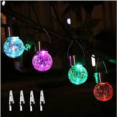 Hanging Solar Lights, 4pack Crackle Globe Lights