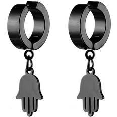 Mens Stainless Steel Palm Ear Clip Lucky Hand Earrings Multicoloured