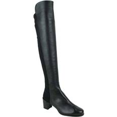 Ajuste Ancho Botas altas Stuart Weitzman Women's Mid Black Nappa Leather With Elastic Back Heel Knee Boot 8.5 M