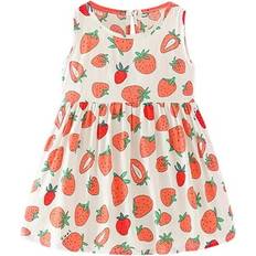 Dresses WICVIK Infant Baby Girls Summer Dress Sleeveless Floral Dresses Princess Skirt Dress Pleated Flared A-line Swing Dress for Photogarphy Party Beach Infant Toddler Girls 6M-7Y