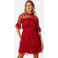 Bubbleroom Frill Lace Dress - Red