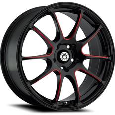 Car Rims Konig 17x7 24BR Illusion Gloss Black with Red Spoke Wheel 5x4.5 40mm