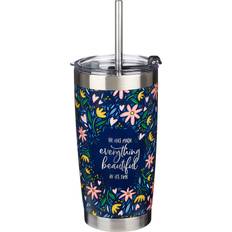 Acero Tazas de viaje Christian Art Gifts Everything Beautiful Stainless Steel Travel Mug With Straw Taza de viaje