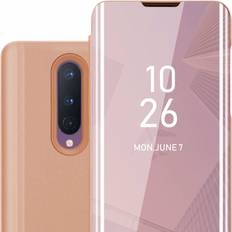 Cadorabo PINK Case for OnePlus 8 Cover Book Wallet Protection PU Leather Flip Magnetic Smart View Etui Pink