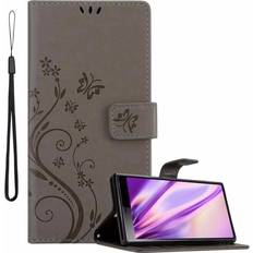 Handyzubehör Cadorabo Flower Book Cover Sony Xperia XA3, Sony Xperia 10 Smartphone Hülle, Grau