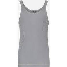 Dolce & Gabbana Man Mouwloze shirts Dolce & Gabbana Fine-Rib Cotton Singlet Gray