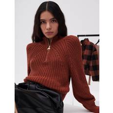 Barbour Brown Tops Barbour Solar Zip-Neck Knit Jumper Bronze