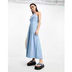 Selected Dresses Selected Femme halterneck denim maxi dress in blue46