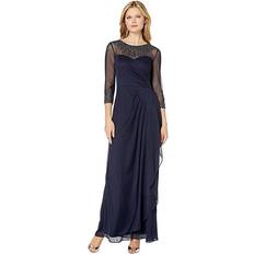 Clothing Alex Evenings Women's Illusion Embellished A-Line Gown Dark Navy Dark Navy