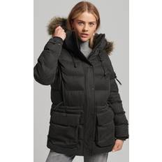 Noir Manteaux Superdry Mikrofaser Expedition Parka Women's - Schwarz