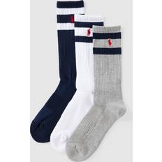 Polo Ralph Lauren Rekbaar Sokken Polo Ralph Lauren Athletic Crew Sock 3-Pack - White/Grey/Cruise Nvy