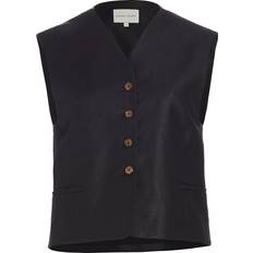 Linen Vests LouLou Studio Black Iba Vest