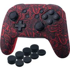 YoRHa Studded Silicone Transfer Print Cover Skin Case ONLY for Nitendo Official Switch Pro Controller with Pro Thumb Grips