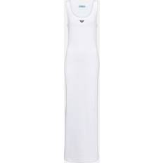 Prada Klänningar Prada Logo Cotton Jersey Maxi Dress - White