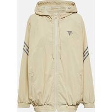 Prada Overtøj Prada Bomuld Logo Jakke Med Hætte Og Logo - Beige