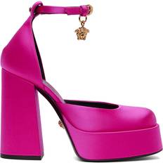 Viscose Heels & Pumps Versace Pink Medusa Aevitas Platform Heels 1PA4V Deep Fuxia-Ver IT