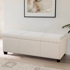 Beige Storage Benches Belleze Ottoman, Linen Storage Bench