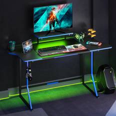 Gaming Accessories Bestier Bestier 63 Inch Gaming Desk with Led Lights PC Gaming Computer for Office Gamer Desk with Stand Controller Stand