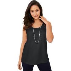 Jessica London Tank Tops Jessica London Plus Women's Horseshoe Neck Tank in Black Size 34/36 Top Stretch