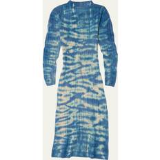 The Elder Statesman Blue Track Midi Dress C930 Khaki W/ Blue