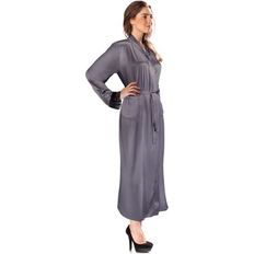 Silk Robes Barska Aus Vio 100% Silk Robe S/M, Gray BM12572