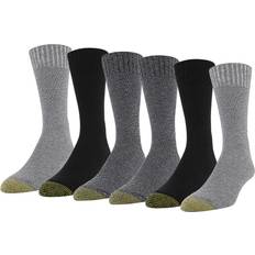 Steps Socks Goldtoe Men's Hudson Crew Socks, Multipairs, Grey Marl/Black/Charcoal 6-pairs