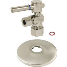 Plumbing Kingston Brass CC53308DLK 5/8 OD Comp x 3/8 OD Comp Quarter-Turn Angle Stop Valve with Flange Brushed Nickel