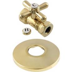 Plumbing Kingston Brass CC44152XK 1/2 FIP x 1/2 or 7/16 Slip Joint Quarter-Turn Straight Stop Valve with Flange Polished