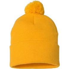 Gold - Men Beanies Sportsman Pom-Pom Knit Beanie - Gold