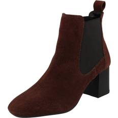 Leather Collection UK 7, Burgundy Red Ladies Leather Collection Mid Heel Twin Gusset Ankle Boots